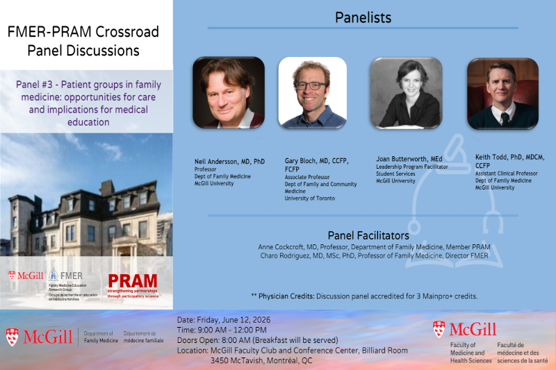 FMER-PRAM Crossroad Panel Discussions Panel #3 – Patient groups in family medicine: opportunities for care and implications for medical education