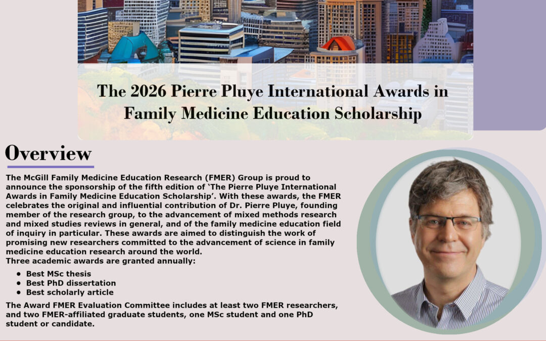 The 2026 Pierre Pluye International Awards in Family Medicine Education