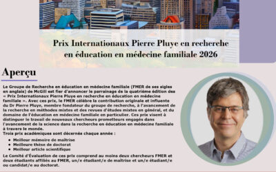Prix Internationaux Pierre Pluye en recherche en éducation en médecine familiale 2026